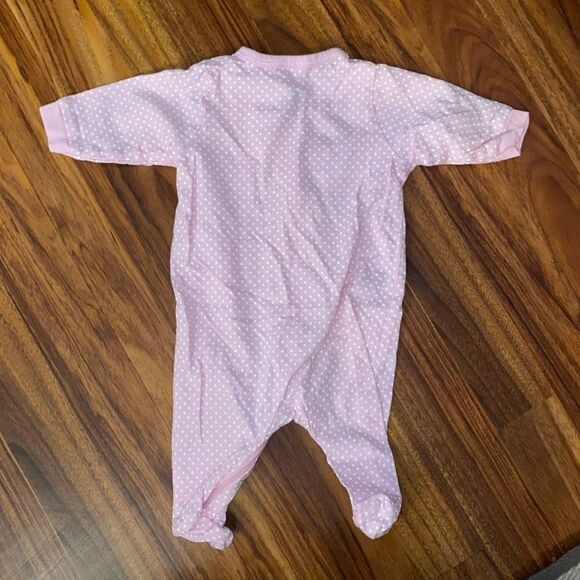 5 For $25 Gerber Pink Polka Dot Zipper Footie Baby Size Newborn - Picture 3 of 3